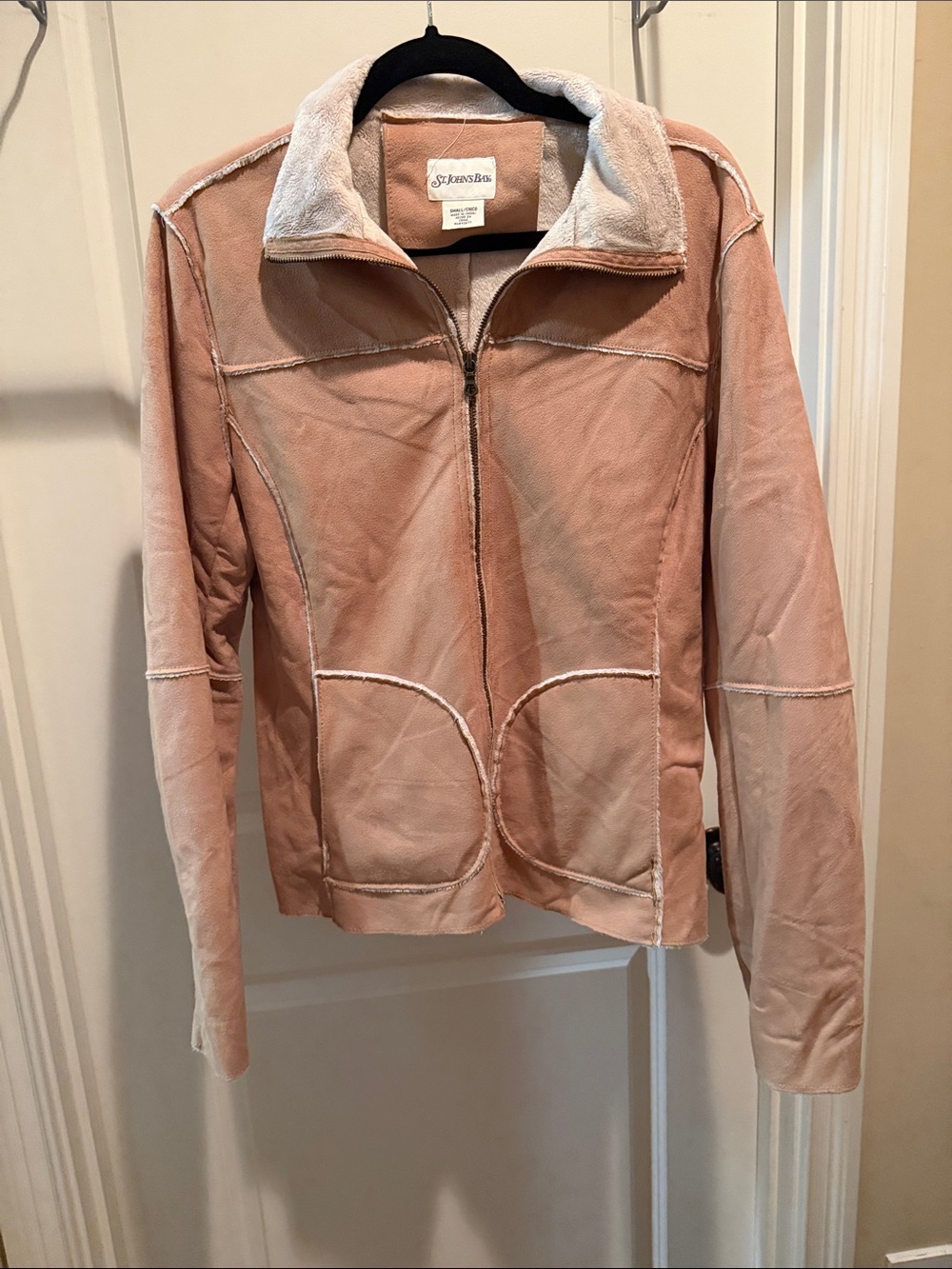 St. John's Bay Blush Pink Faux-Suede Zip Jacket
